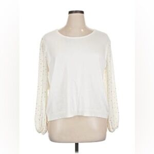 Madison White Blouse with Sheer Sleeves